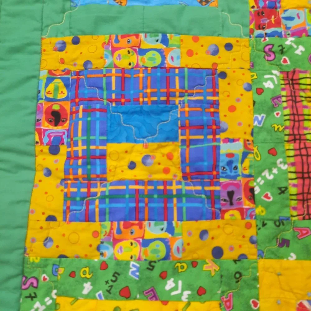 Vintage‎ Patchwork Kids baby Quilt Retro Handmade Nursery Bedding Primary colors